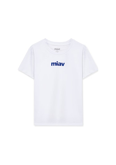 Mavi - Miav Baskılı Beyaz Tişört 66332620 Beyaz (510074593) Beyaz