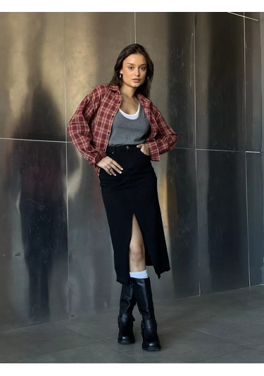 Itsbasic Brandmania Yırtmaçlı Kot Etek 161327143 Siyah