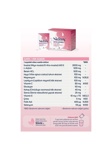 Sidrex Repro Women's Once Daily Inositol İçeren Takviye Edici Gıda 30 Saşe