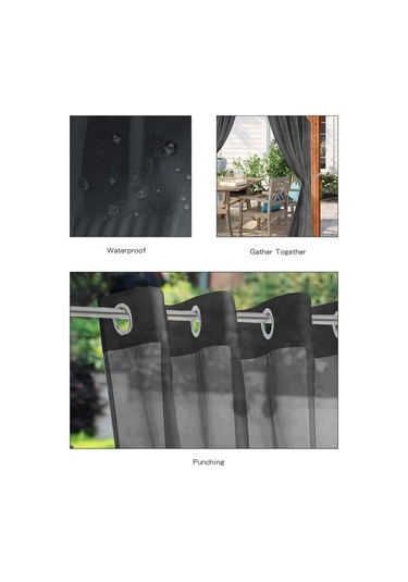 Pazly 1 Adet Modern Basit Su Geçirmez Düz Siyah Trilon Şeffaf Delikli Uv Koruyucu Güneşlik Perde Kumaşı Siyah