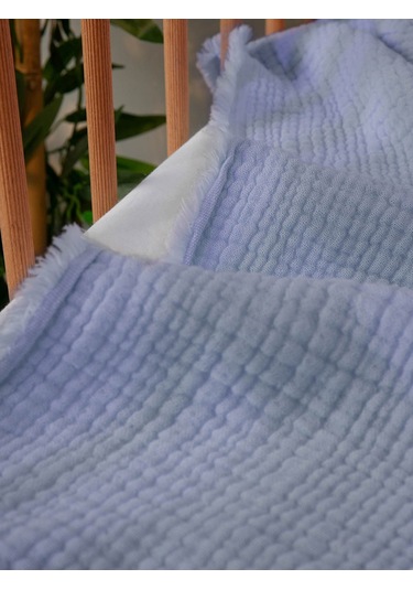 Favora Pamuk 4 Katlı Müslin Bebek Örtüsü 110 x 110 CM - Mavi