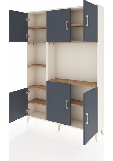 Arges Dolap 9 Raflı 6 Kapaklı 132x30x195 Aytaşı-antrasit/çam Aytaşı