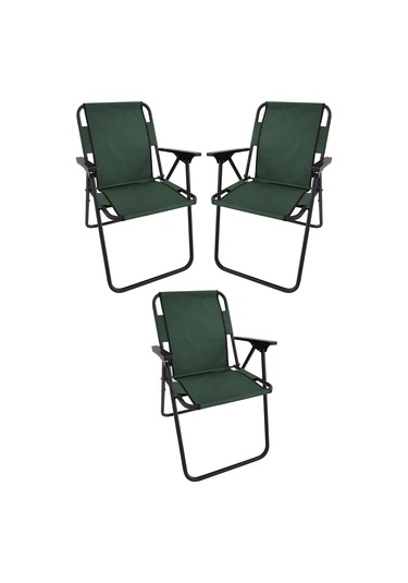 Bofigo 60X80 Granit Desenli Katlanır Masa + 3 Adet Katlanır Sandalye Kamp Seti Bahçe Takımı Yeşil