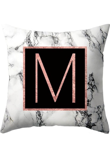 Harf Desenli Pembe Kürk Yastık Kılıfı - Ev Dekorasyonu, Rahatlık Ve Konfor - 44x44 Cm - 26 Farklı Stil A-z Diğer Diğer