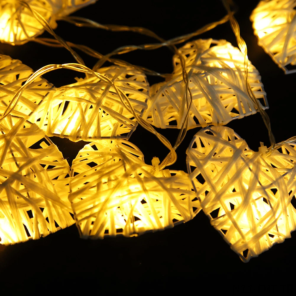 Hangfox 2.5m 10 Adet Kalp Şekilli Rattan Işıklı Zincir - Doğal Malzeme, Ev Dekorasyonu, Nikah/parti, Fotoğraf Props Pil Dahil Değil Diğer