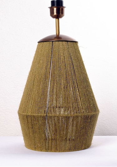 Buldan Bezi Başlıklı El Yapımı Yeşil Jüt Abajur Yeşil