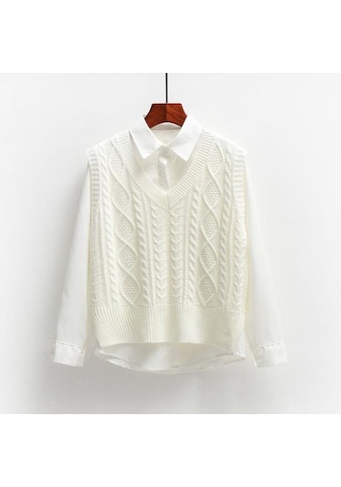 Parti İçin Kazak Yelek Üst Gevşek Kalın Rahat Rahat Eğlence Dış Giyim Sarı