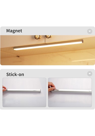 Symbee Usb Şarjlı, El Fırçası Kontrollü, Manyetik & Deliksiz Kurulum, Sürekli Parlaklık Ayarlamalı 10cm Beyaz Işık Led Uzun条状 Lambası Dolap, Mutfak Için Beyaz