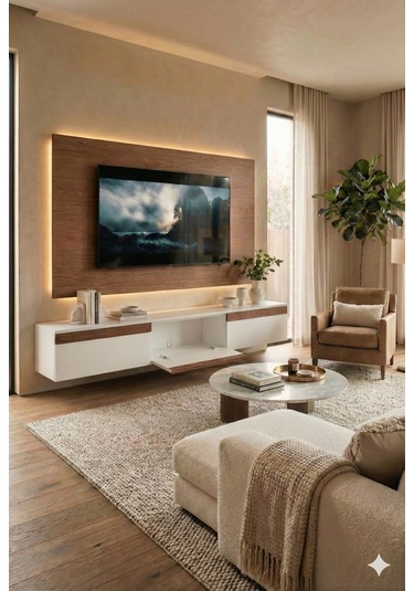 Pure Line Ceviz Tv Ünitesi Beyaz