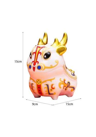 Homyl Porselen Çin Yılı Ejderha Figürleri Teneke Kutu Beyaz Beyaz