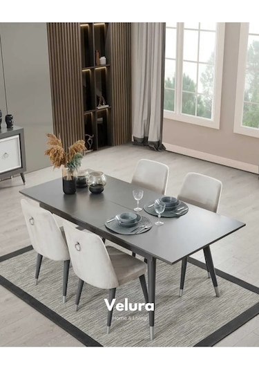 Marian Yemek Odası Takımı Yemek Masası + 4 Adet Sandalye Beyaz