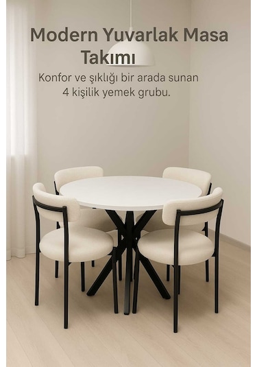 Sendira Elısa 4kişilik Mutfak Masası Takımı Teddy01 Beyaz