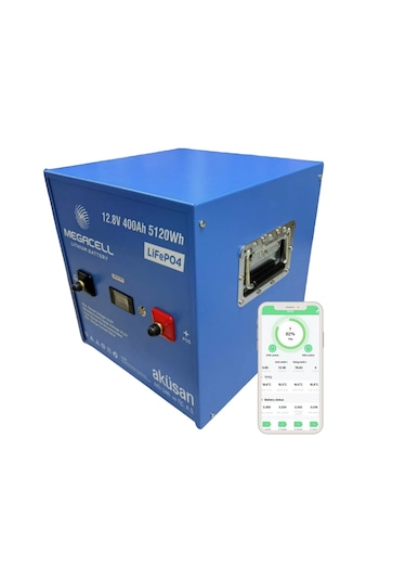 Megacell 12.8v 400ah Lifepo4 Lityum Akü Dik Kasa Bluetoothlu