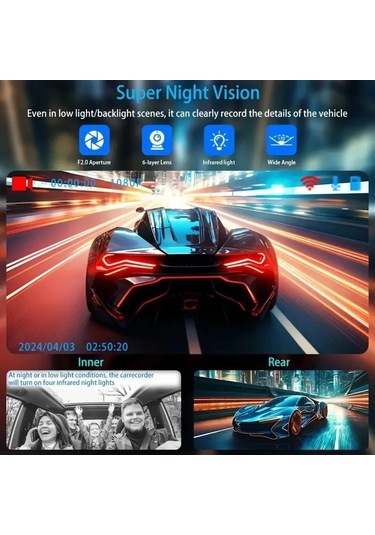 Createtech 3 Kamera 1080p Araç Dvr I, Wifi Özellikli, 64gb, 2 Lens Ön Kamera, X01-no Wifi-3cam