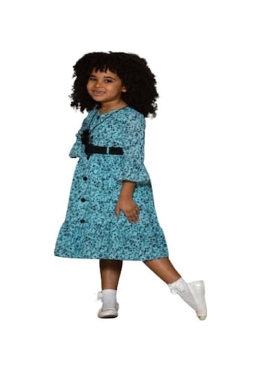 Gülücük Kids Kız Çocuk Çiçekli Şifon Elbise 854