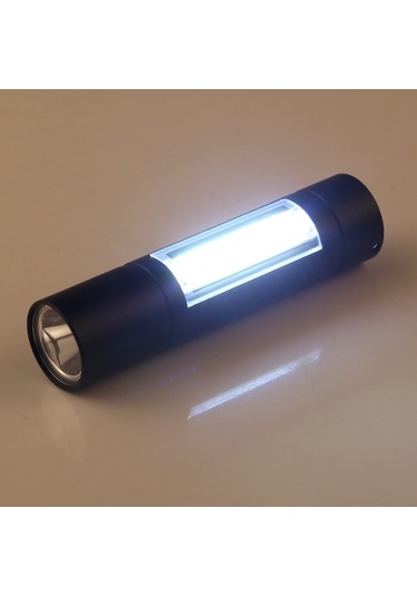 Sones A1 Usb Şarjlı Suya Dayanıklı Sabit Odaklı Xpe + 3 Modlu Ve Saklama Kutulu Cob El Feneri Siyah