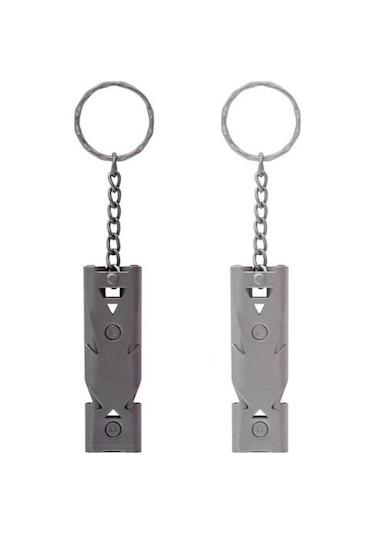 Çift Tüplü Hayatta Kalma Düdüğü 150db Yüksek Desibel Ağır Hizmet Paslanmaz Çelik Taşınabilir Gri