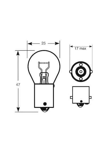10 Adet 12v P21w 93 Düz Tek Duy Stop Sinyal Ampul Standart Iş...