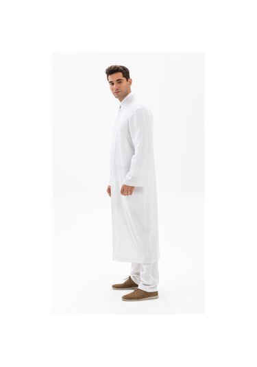 Şile Bezi İnce Erkek Namaz Cübbesi Yazlık Namazlık Pamuk Kumaş Cübbe Beyaz Byz-beyaz Beyaz