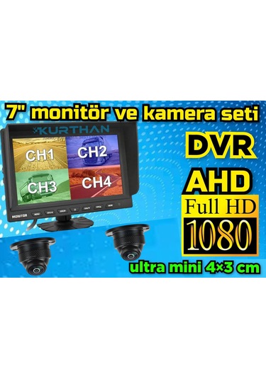 7''dvr Ekran 2 Ad 150 Derece Geniş Açı Ultra Mini Ahd Kamera Seti