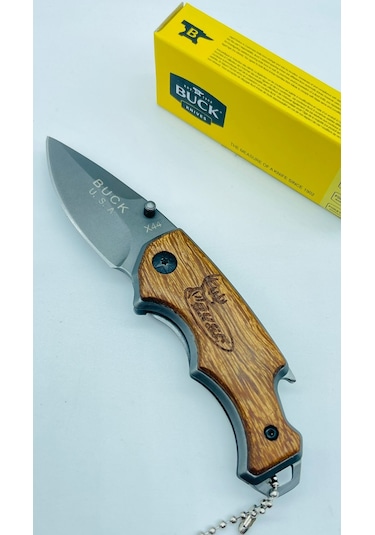 Buck Marka Ahşap Kasa Küçükboy Mini Kamp Çakı //x44-14cm Kahverengi