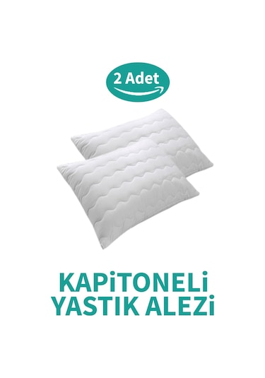 Kapitoneli Yastık Alezi 2'li Pamuklu Fermuarlı Kapitone Yastık Koruyucu Yastık Kılıfı
