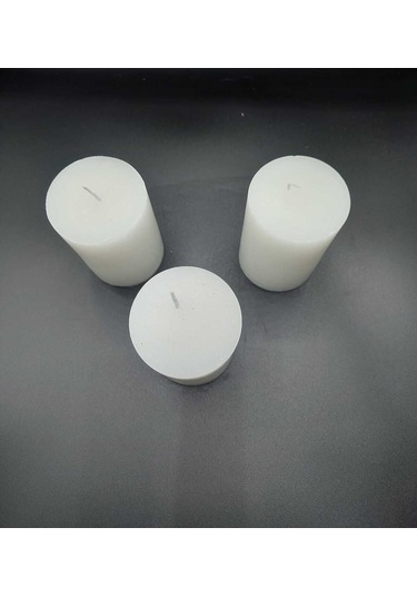 Soya Parafinli Beyaz 1 Adet 72 Saat Yanma Süreli Çap:7 Cm Boy:10 Silindir Blok Mum Beyaz Beyaz