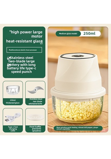 Reedark Elektrikli Sarımsak Blenderı - 250ml Cam Kabınlı, Hızlı Sarımsak Püreleme, Ev Ve Profesyonel Mutfak Araçları Krem Beyaz Diğer