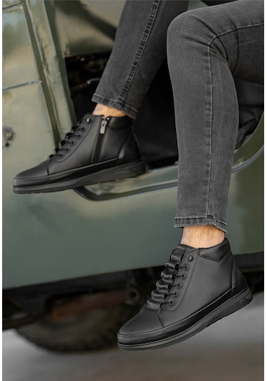 Garantili D877 Soğuk Geçirmez Erkek Bot Siyah