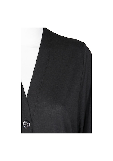 Hesna Kadın Cepli Düğmeli Kap Siyah Ceket 001