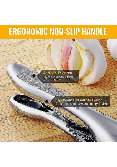 Sarımsak Presi Ve Dilimleyici 2'si 1 Arada Paslanmaz Çelik, Çift Fonksiyonlu Sarımsak Kıyma Ve Ezici, Elde Taşınabilir Sarımsak Sıkacağı Siyah