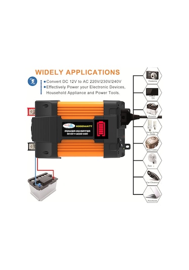 Little Wasp 12v - 220v 6000w Led Ekranlı Ve Çift Usb'li Araç Güç Çeviricisi