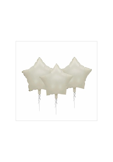 3 Adet Yıldız Folyo Balon Krem 18 Inc KREM