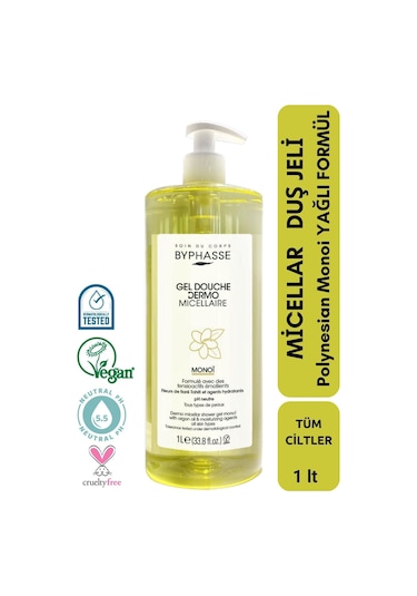 Byphasse Dermo Micellar Monoi Oil Duş Jeli Tüm Ciltler İçin 1 L