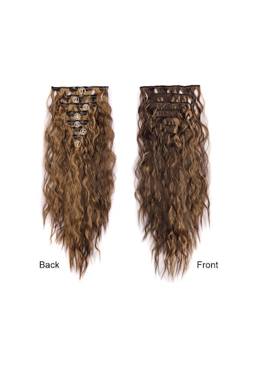 Cbtx 7 Adet / Takım Klipsli Mısır Saç Uzatma Parçaları 16 Kartlı Cornrow Kıvırcık Peruk, Renk: 27h613