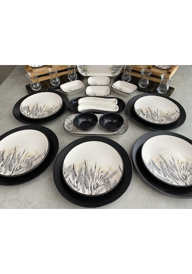 Keramika Takım Kahvaltı Mat Başak Renkli 59 Parça 12 Kişilik