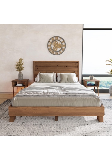 Hüma Model Ceviz Renk Çam Ahşap Karyola Yatay -277 120 x 200