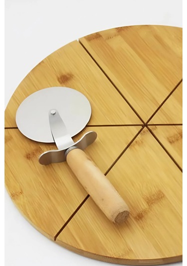 Ahşap Saplı Pizza Ruleti Paslanmaz Çelik Bıçaklı, Ergonomik Tutmalı Hamur Ve Pizza Kesici Ahşap