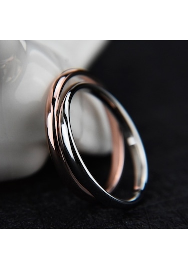 Fastbuy Kadın Paslanmaz Çelik Titanyum Yüzük, Boy: 8, Gümüş Renk, Styilli Takı Gümüş