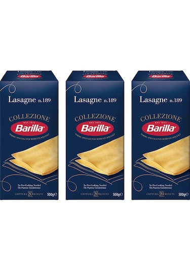 Barilla Lazanya Lasagne N.189 Sade Makarna 3 x 500 G