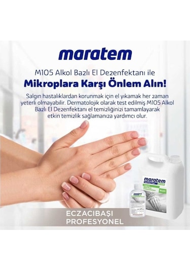 Maratem M105 Alkol Bazlı El Dezenfektan 5 L + Özel Vakumlu Paket 2 Adet