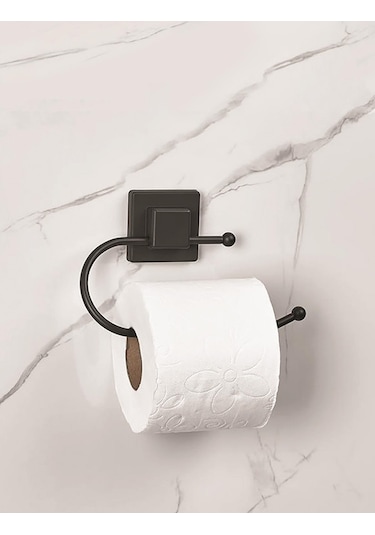 Yapışkanlı Kare Başlıklı Siyah Tuvalet Kağıtlığı Siyah