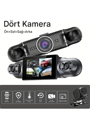 Araç Kamerası - 4 Kameralı - Gps Takip - G Sensör - 1080p Kayıt -