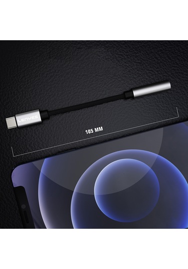 Lenyes Ax105 Type-c To 3.5mm Aux Çevirici Örgülü Ses Adaptörü Gümüş Gümüş