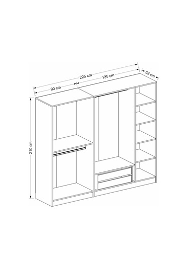 Kale Plus 5 Mebran Kapaklı 2ç Dolap Beyaz Mebran 210cm Beyaz