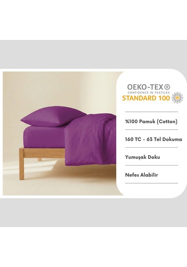 Prime Sleeks %100 Pamuk Yastık Kılıfı 2 Adet - Mor - 50x70cm Mor