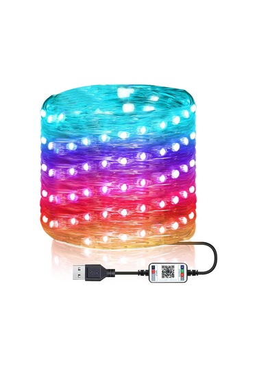 Monyee Rgb Renkli Bakır Işık Zinciri, 20 Metre Uzunlukta, Dekoratif Aydınlatma Diğer