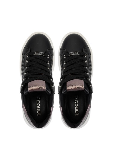 Tamer Tanca Kadın Suni Deri Siyah Sneakers & Spor Ayakkabı 1065 065 Bn Ayk Sk25-26 Sıyah/platın Siyah