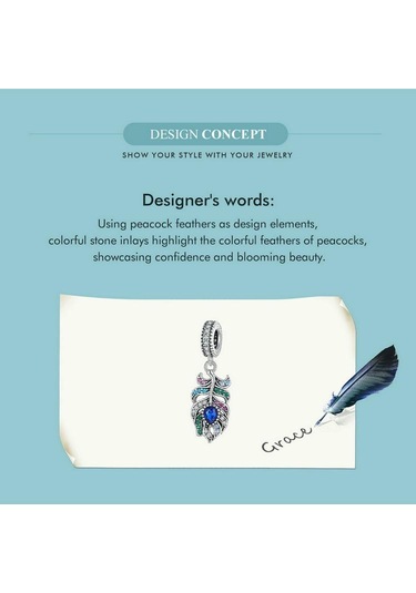 Wostu 925 Ayar Gümüş Tavuskuşu Tüyü Kolye Boncuk Bilezik Dıy Takı İçin Gümüş