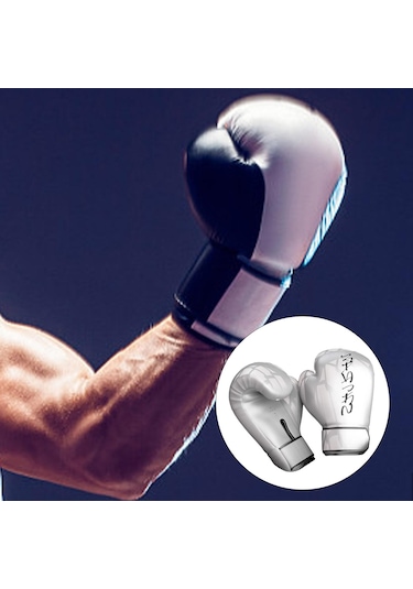 Boks Antrenman Eldiveni Müsabaka Muay Thai Egzersiz Dövüşü Boks Torbası Eldiveni 10oz Beyaz